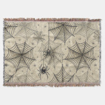 Padrão Vintage de Aranhas e Teias de Halloween
