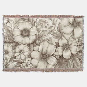Cobertor Padrão Vintage Floral Sepia (13)
