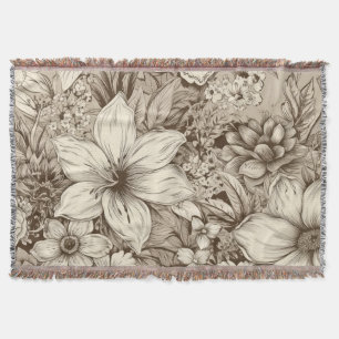 Cobertor Padrão Vintage Floral Sepia (3)