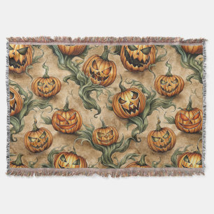 Cobertor Padrão Vintage Halloween Jack-O-Lantern