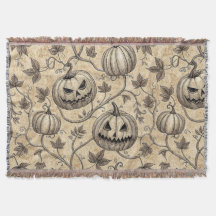 Padrão Vintage Halloween Pumpkin Vine