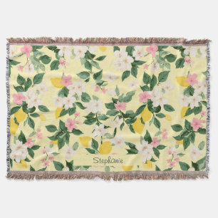 Cobertor Padrão Vintage Lemon & Blossom em amarelo