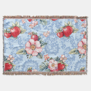 Cobertor Padrão Vintage Strawberry & Flowers