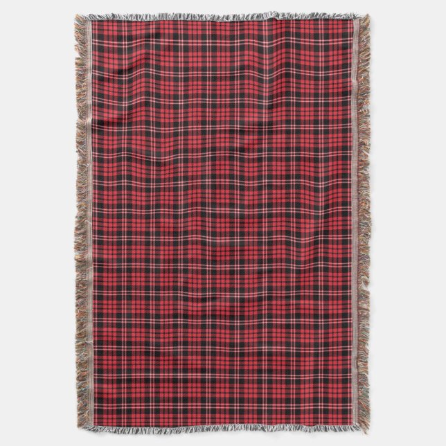 Cobertor Padrão Xadrez Escocês Vermelho e Preto Clássico (Frente Vertical)