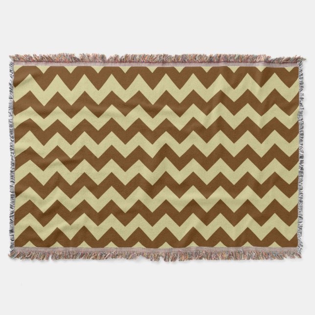 Cobertor Padrão zigzag castanho e tan Chevron (Frente)