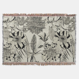 Cobertor Padrões de fundo com palmas de linha, flores.