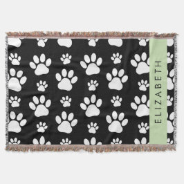Cobertor Padrões de pata, patas de cão, preto e branco, seu