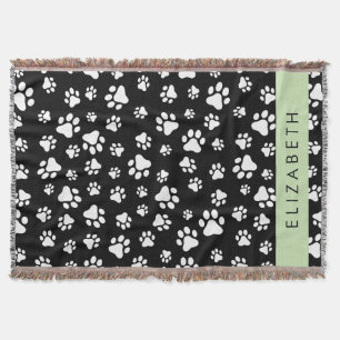 Cobertor Padrões de pata, patas de cão, preto e branco, seu