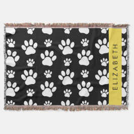Cobertor Padrões de pata, patas de cão, preto e branco, seu