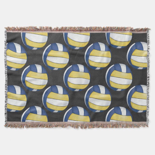 Cobertor Padrões de Voleibol Azul e Amarelo (Frente)