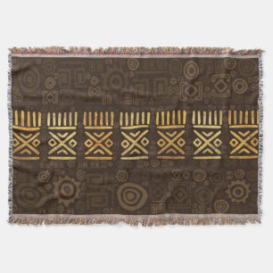 Cobertor Padrões étnicos africanos - castanhos e dourados #