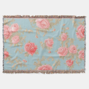 Cobertor Padrões Florais de Rosas Rosa