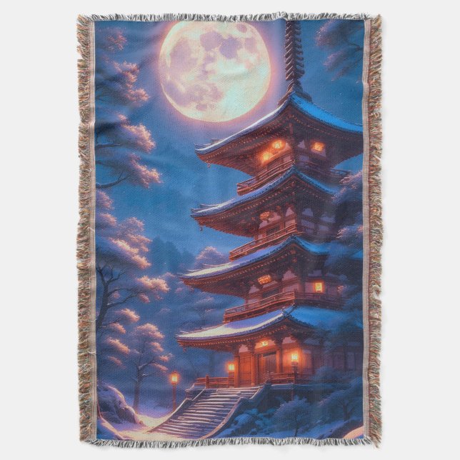 Cobertor Pagode Mística Sob o Céu Lunar (Frente Vertical)