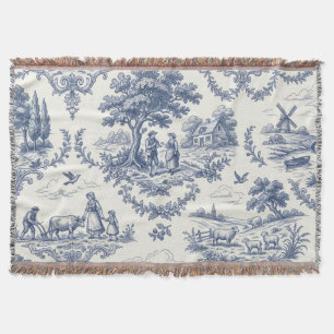 Cobertor País Francês - Toile do Campo Azul e Creme