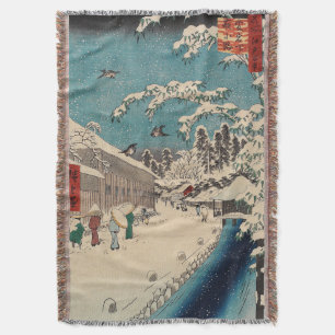 Cobertor País japão da paisagem de inverno de Hiroshige