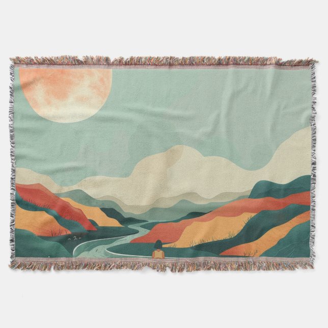 Cobertor Paisagem Boho Abstrato (14) (Frente)