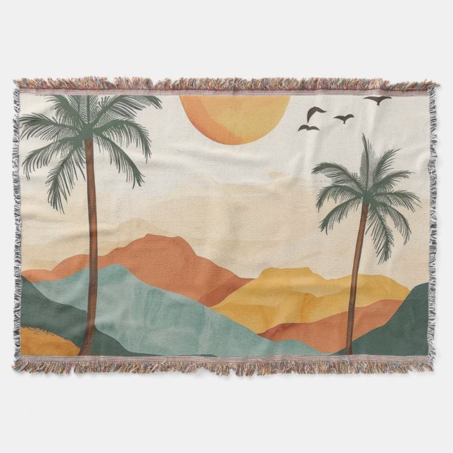 Cobertor Paisagem Boho Abstrato (16) (Frente)
