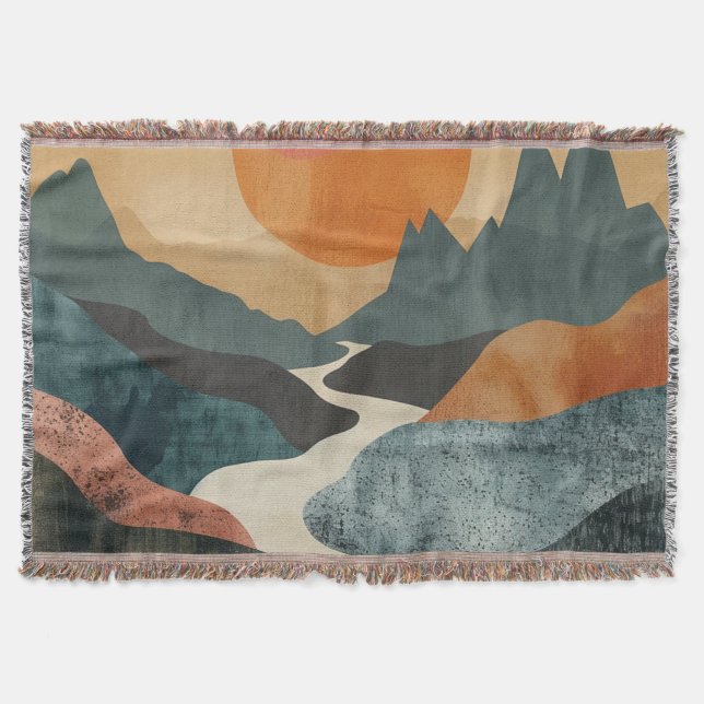 Cobertor Paisagem Boho Abstrato (5) (Frente)