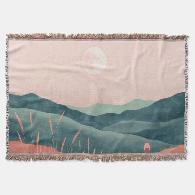 Cobertor Paisagem Boho Abstrato (7) (Frente)