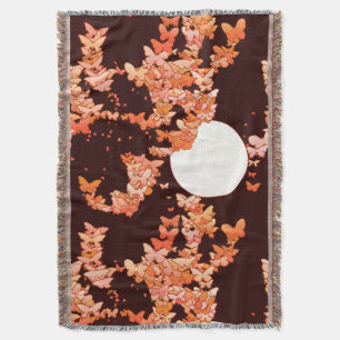 Cobertor Paisagem com borboletas - coral, chocolate