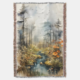 Cobertor Paisagem de outono de Aquarela