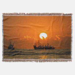 Cobertor Paisagem Natural do Pôr do Sol com Barco-68465