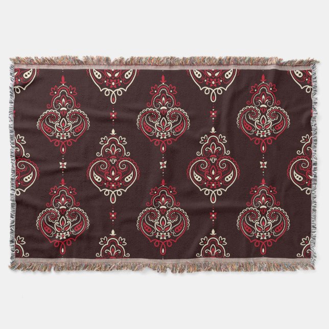Cobertor Paisley Bandana: Boho Vintage Impressão. (Frente)