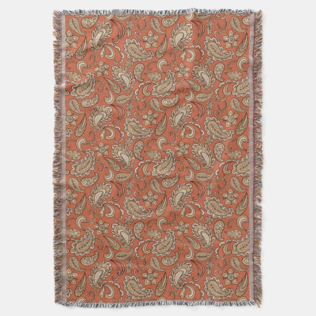 Cobertor Paisley Dreams Orange Brown (Frente Vertical)