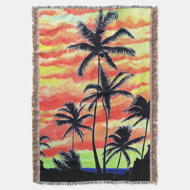 Cobertor Palmas de Coco Sunset Havaiano (Frente Vertical)