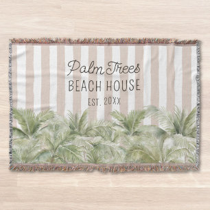 Cobertor Palmeiras tropicais Belga Stripes Beach House