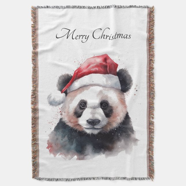 Cobertor Panda de Natal, personalizável (Frente Vertical)