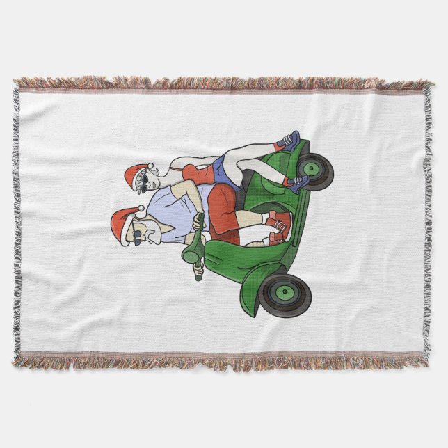 Cobertor Papai Noel e Sra. Claus andando de scooter (Frente)