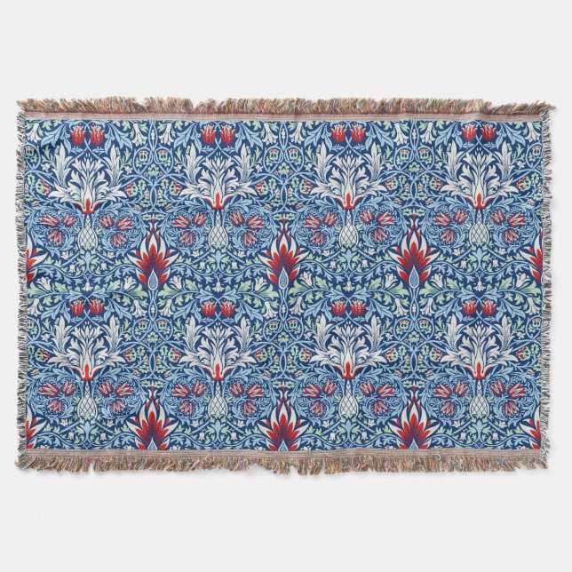 Cobertor Papel de parede floral Morris Navy Blue Snakeshead (Frente)