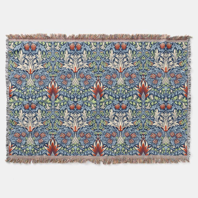 Cobertor Papel de Parede Floral Morris Navy Blue Snakeshead (Frente)