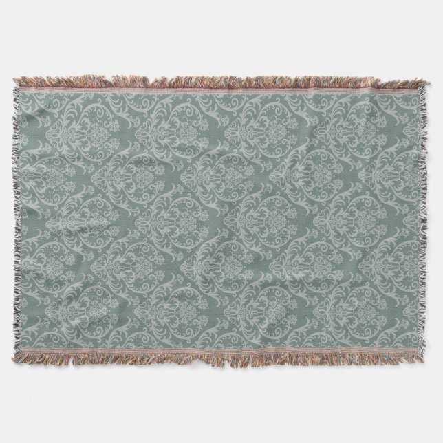 Cobertor Papel de parede floral verde (Frente)