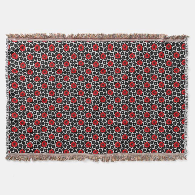 Cobertor Papoula Vermelha em Flores Goth (Frente)