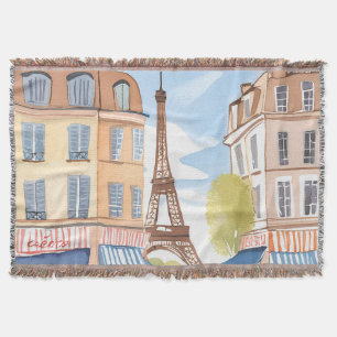 Cobertor Paris França Torre Eiffel Aquarela Viagem