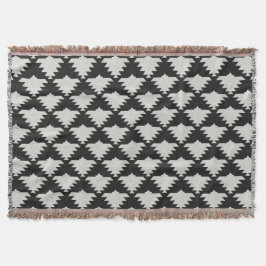 Cobertor Pássaro Geométrico Tribal Vintage | Boho Preto e M
