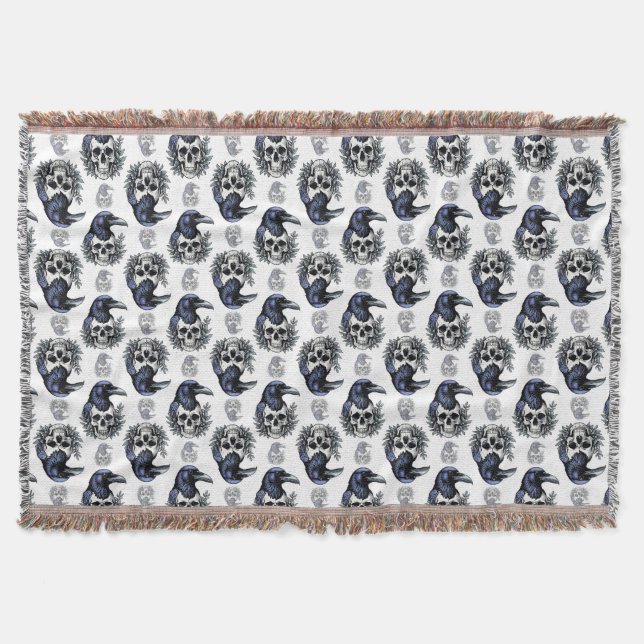Cobertor Pássaro Negro em um Design de padrão de Gótico do  (Frente)