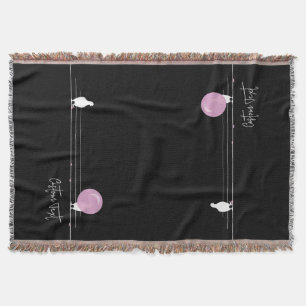 Cobertor Pássaros Bublegum engraçados em preto-fio