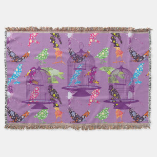 Cobertor Pássaros RoxosPássaros &FloraisPássaros Roxos