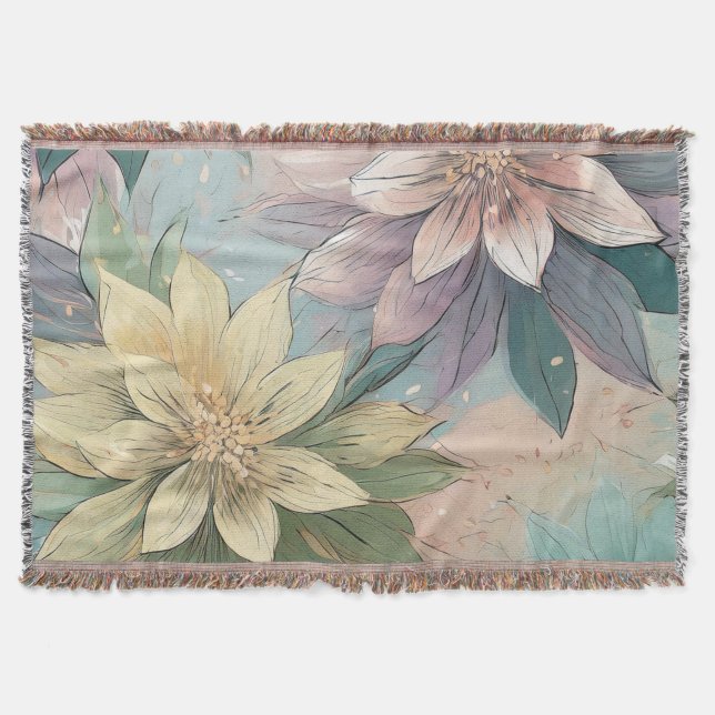 Cobertor Pastel Blossom Burst: Padrão de Explosão Floral (Frente)