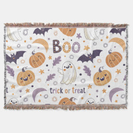 Cobertor Pastel Ghost & Pumpkin Throw Blanket