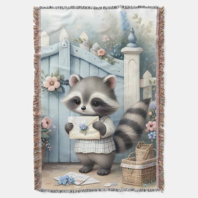 Cobertor Pastel Raccoon Letter Garden (Frente Vertical)