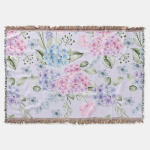 Cobertor Pastel Watercolor Mistura de Cor Hidrangea Flores