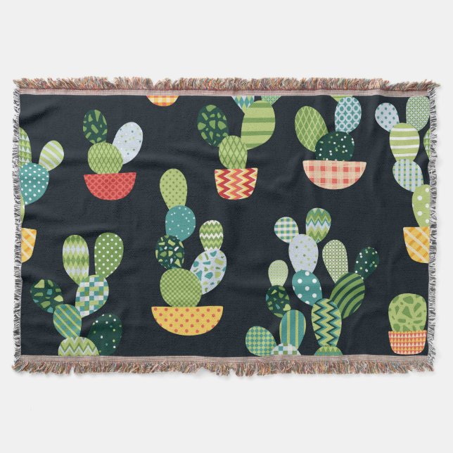 Cobertor Patchwork Cactus Vegetais sem Olhos Padrão (Frente)