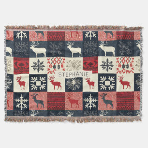 Cobertor Patchwork do Fair Isle Knited Holiday Reindeer