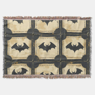 Cobertor Patchwork do Grunge Denim Halloween com Bats (2)