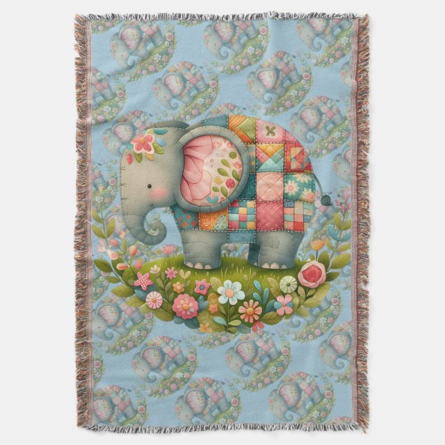 Cobertor Patchwork Elephant Floral Meadow Charm (Frente Vertical)
