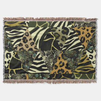 Cobertor Patchwork Safari: Watercolor Animal Print.